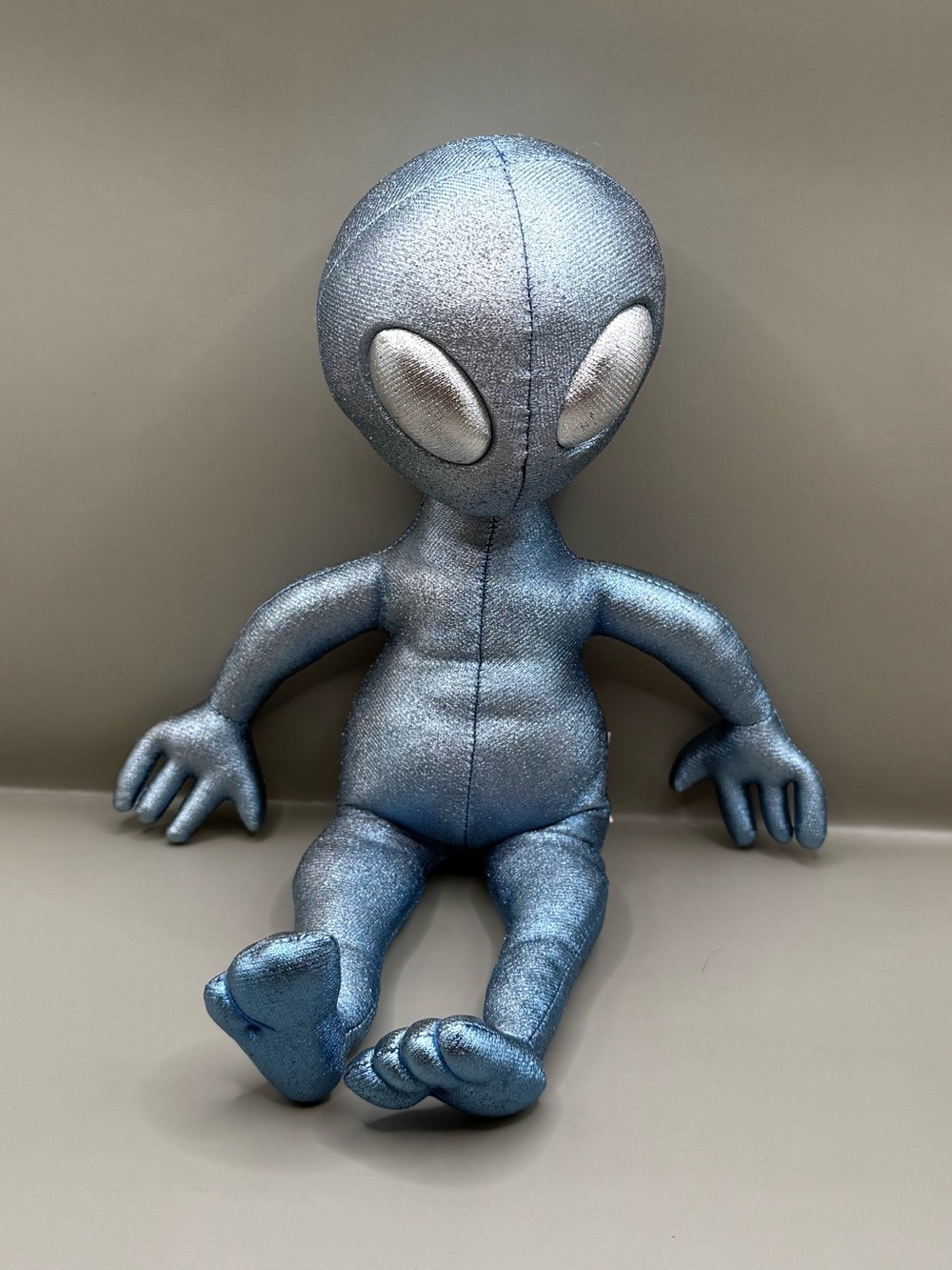 Vintage Alien Metallic Shimmer Plush Soft Figure Toy Blue